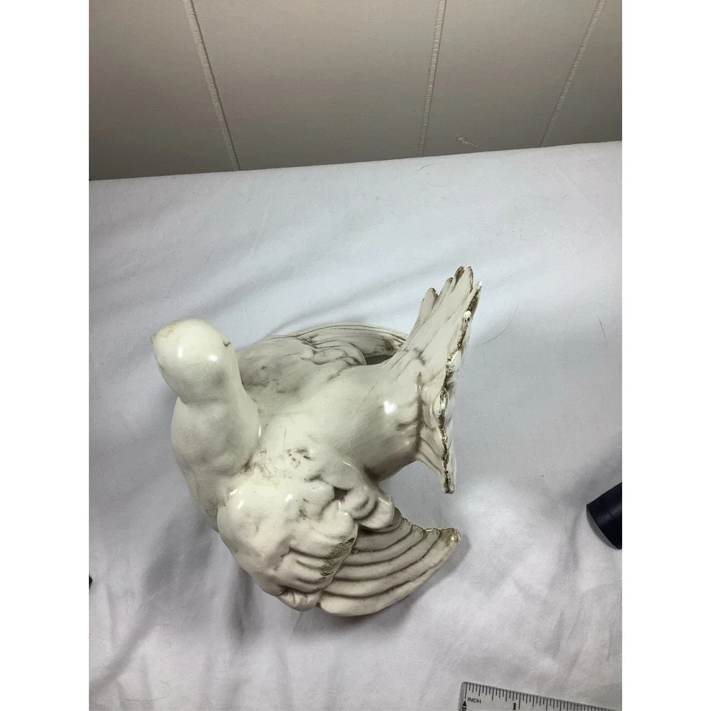 White Ceramic Dove Pigeon Bird Statue MCM 11